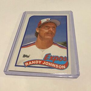 Randy Johnson RC Rookie 1989 Topps Baseball Card # 647 Montreal Expos Vintage